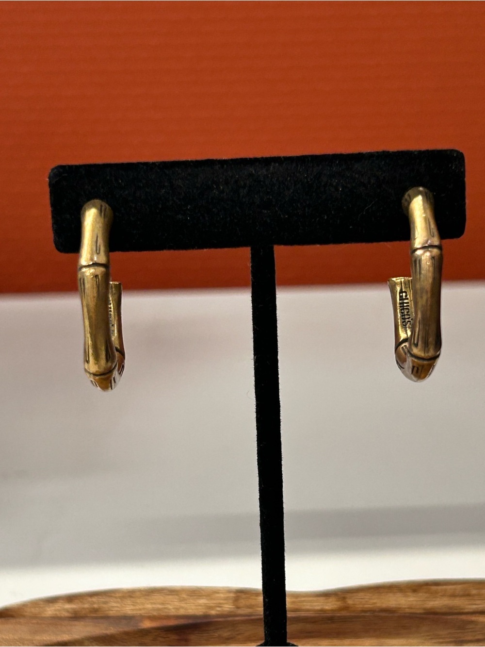 Chico’s antiqued bamboo chunky hoop earrings